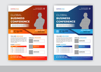 Abstract Global Business Conference Flyer Template Design