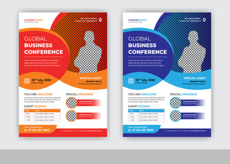 Abstract Global Business Conference Flyer Template Design Vector