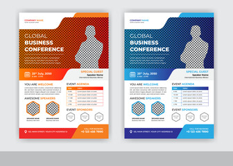 Abstract Global Business Conference And Summit Flyer Template Design