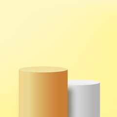 Abstract background with yellow and white podium for presentation. Vector