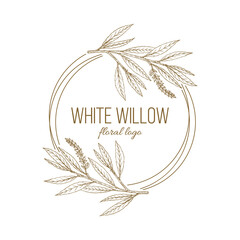 White willow floral hand drawn logo template © foxyliam