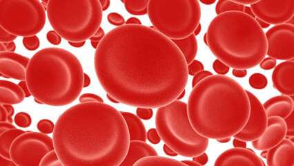 Blood cells close up on white background. 3d render