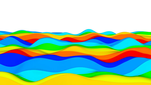 Abstract multi color wave pattern. 3d illustration rainbow color spectrum