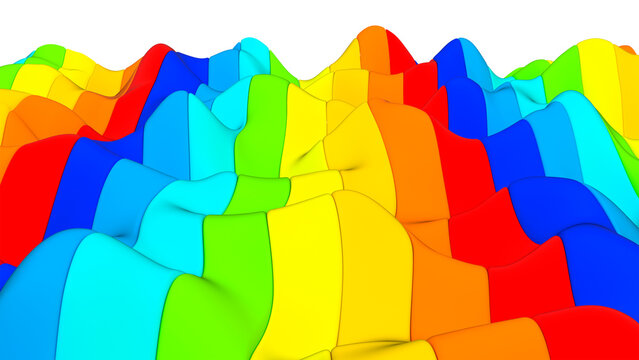 Abstract wave pattern rainbow color spectrum. 3d render