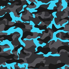 Vector background camouflage dark background with blue spots seamless modern pattern