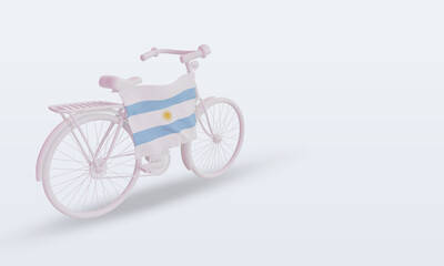 Fototapeta na wymiar 3d bycycle day Argentina flag rendering left view