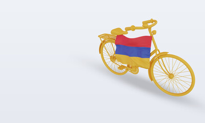 Fototapeta na wymiar 3d bycycle day Armenia flag rendering right view