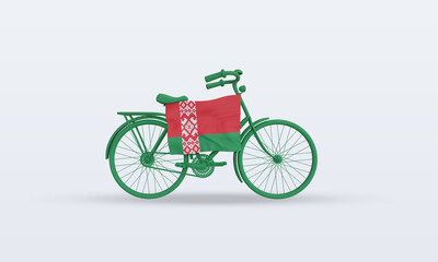 3d bycycle day Belarus flag rendering front view