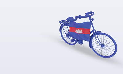 Obraz na płótnie Canvas 3d bycycle day Cambodia flag rendering right view