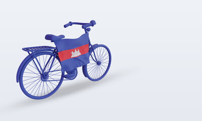 Fototapeta premium 3d bycycle day Cambodia flag rendering left view