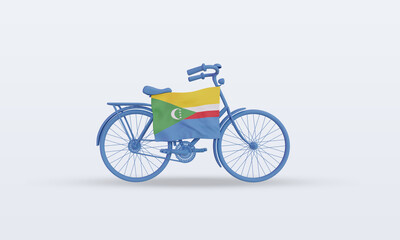 Fototapeta premium 3d bycycle day Comoros flag rendering front view