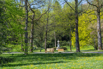 Spring in the spa garden of Baden at the Lichtentaler Allee. Baden Wuerttemberg, Germany, Europe