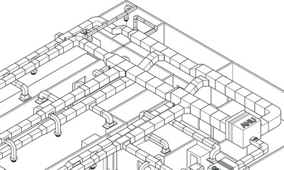 Fototapeta premium illustration of BIM air ducts design 3d vector