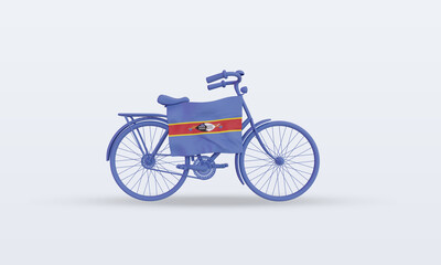 Fototapeta premium 3d bycycle day Eswatini flag rendering front view