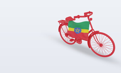 Fototapeta na wymiar 3d bycycle day Ethiopia flag rendering right view