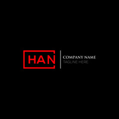 HAN logo monogram isolated on circle element design template, HAN letter logo design on blach background. HAN creative initials letter logo concept.  HAN letter design.