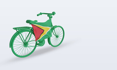3d bycycle day Guyana flag rendering left view