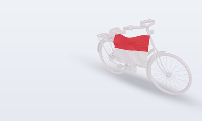 Fototapeta na wymiar 3d bycycle day Indonesia flag rendering right view