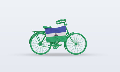 3d bycycle day Lesotho flag rendering front view
