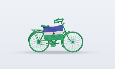 Fototapeta premium 3d bycycle day Lesotho flag rendering front view