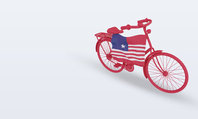 Obraz na płótnie Canvas 3d bycycle day Liberia flag rendering right view