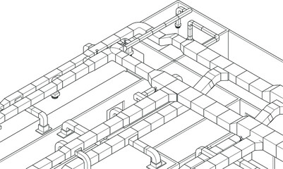 Fototapeta premium BIM illustration of air ducts design vector