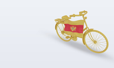 Fototapeta na wymiar 3d bycycle day Montenegro flag rendering right view