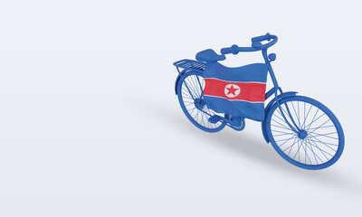 3d bycycle day North Korea flag rendering right view