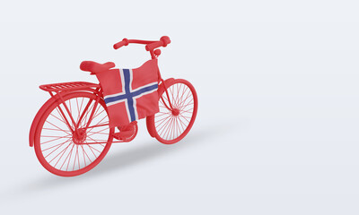 Fototapeta na wymiar 3d bycycle day Norway flag rendering left view