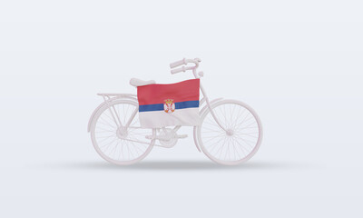 Fototapeta na wymiar 3d bycycle day Serbia flag rendering front view