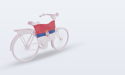 Fototapeta na wymiar 3d bycycle day Serbia flag rendering left view