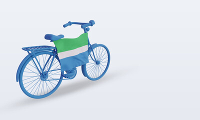Obraz na płótnie Canvas 3d bycycle day Sierra Leone flag rendering left view