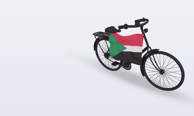3d bycycle day Sudan flag rendering right view