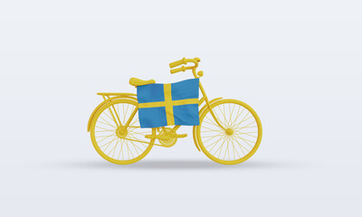 3d bycycle day Sweden flag rendering front view