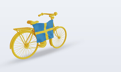 3d bycycle day Sweden flag rendering left view