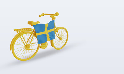Fototapeta premium 3d bycycle day Sweden flag rendering left view