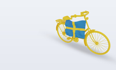 Fototapeta na wymiar 3d bycycle day Sweden flag rendering right view