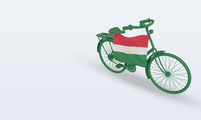 3d bycycle day Tajikistan flag rendering right view