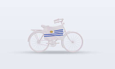 Fototapeta na wymiar 3d bycycle day Uruguay flag rendering front view