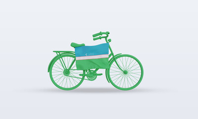 3d bycycle day Uzbekistan flag rendering front view