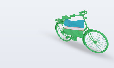 3d bycycle day Uzbekistan flag rendering right view