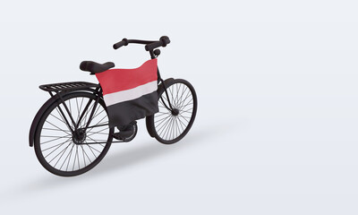 Fototapeta na wymiar 3d bycycle day Yemen flag rendering left view