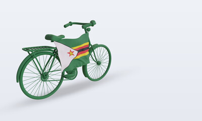 Fototapeta na wymiar 3d bycycle day Zimbabwe flag rendering left view