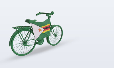 3d bycycle day Zimbabwe flag rendering left view