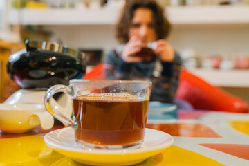 Drinking tea in tea room