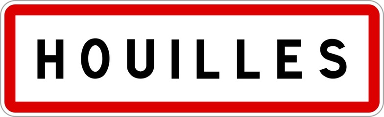 Panneau entrée ville agglomération Houilles / Town entrance sign Houilles - obrazy, fototapety, plakaty