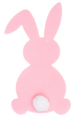 Pink felt Easter Bunny from the back isolated on white