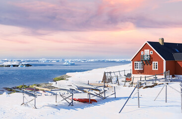 The city of Ilulissat. The fishermens house - photo from Ilulissat, Greenland.