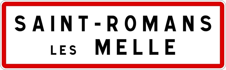 Panneau entrée ville agglomération Saint-Romans-lès-Melle / Town entrance sign Saint-Romans-lès-Melle