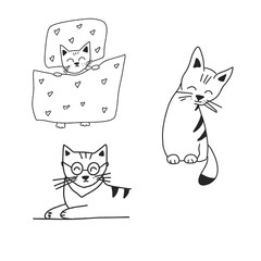 Set of cute cats, lovely kitten